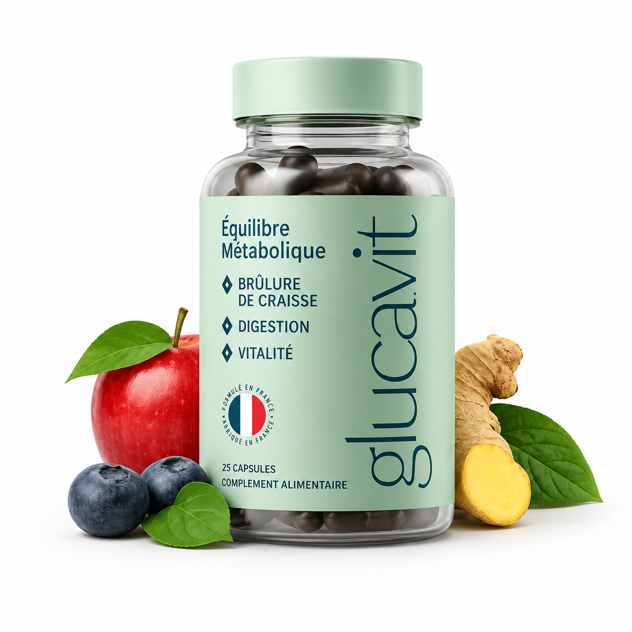 Flacon Glucavit — Équilibre Métabolique, 25 capsules, formulé en France